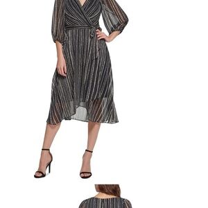 DKNY Womens Chiffon Printed Fit & Flare Dress | 10